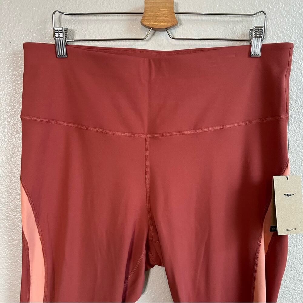 NWT Nike Yoga High Rise 7/8 Length Tight Leggings Rusty Red Pink Women’s Size 2X - Picture 2 of 12